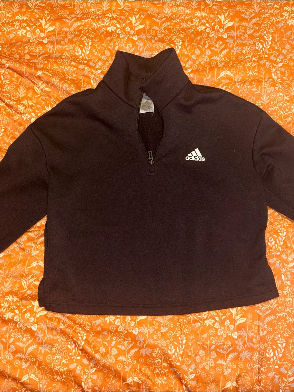 adidas Black Quarter-Zip Pullover with White Logo